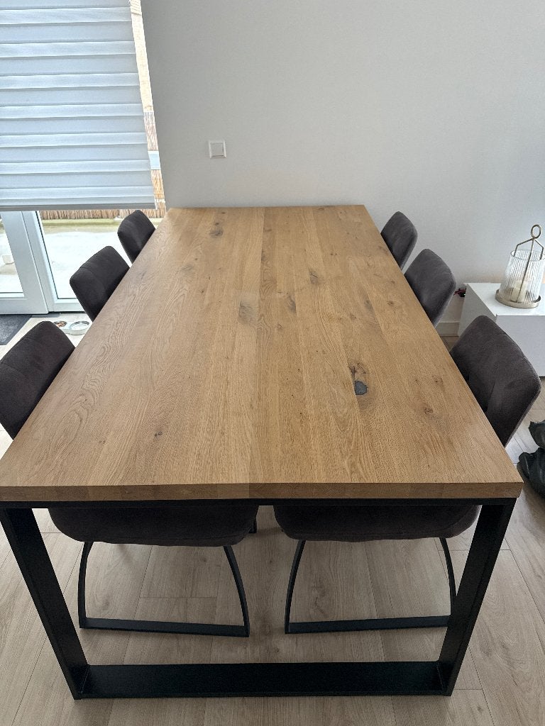 Haco Eettafel zwart met hout 100x200cm, Ophalen, Gebruikt, 200 cm of meer, 50 tot 100 cm