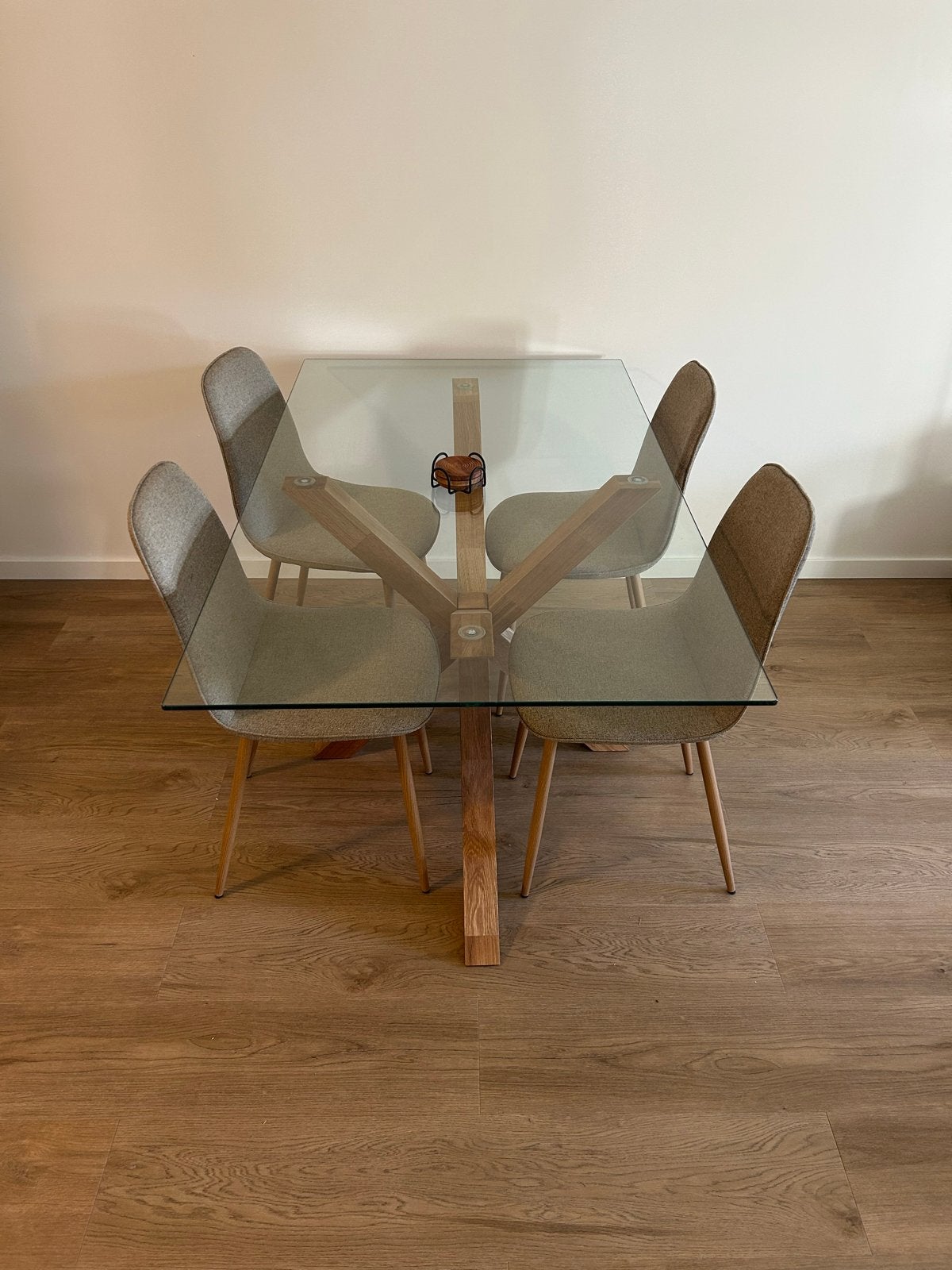 JYSK Agerby Eettafel 90x160 glas/eikenhout, Ophalen, Eikenhout, 50 tot 100 cm, Zo goed als nieuw