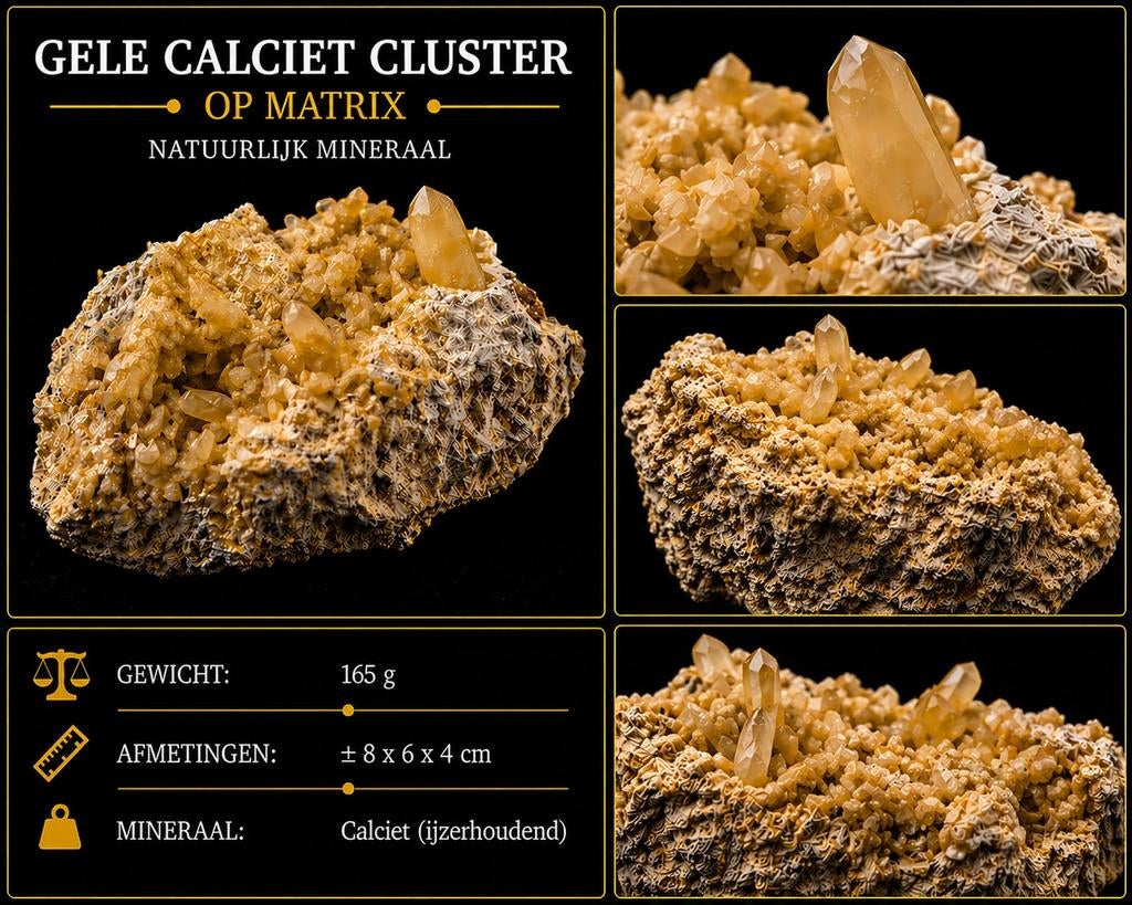 mooie natuurlijke calciet cluster op matrix., Ophalen of Verzenden