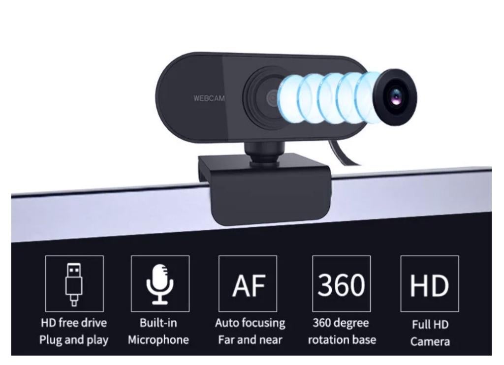 HD USB Netwerk Webcam 1920x1080, Computers en Software, Webcams, Nieuw, Bedraad, MacOS, Windows, iOS, Monitorclip, Zoomfunctie