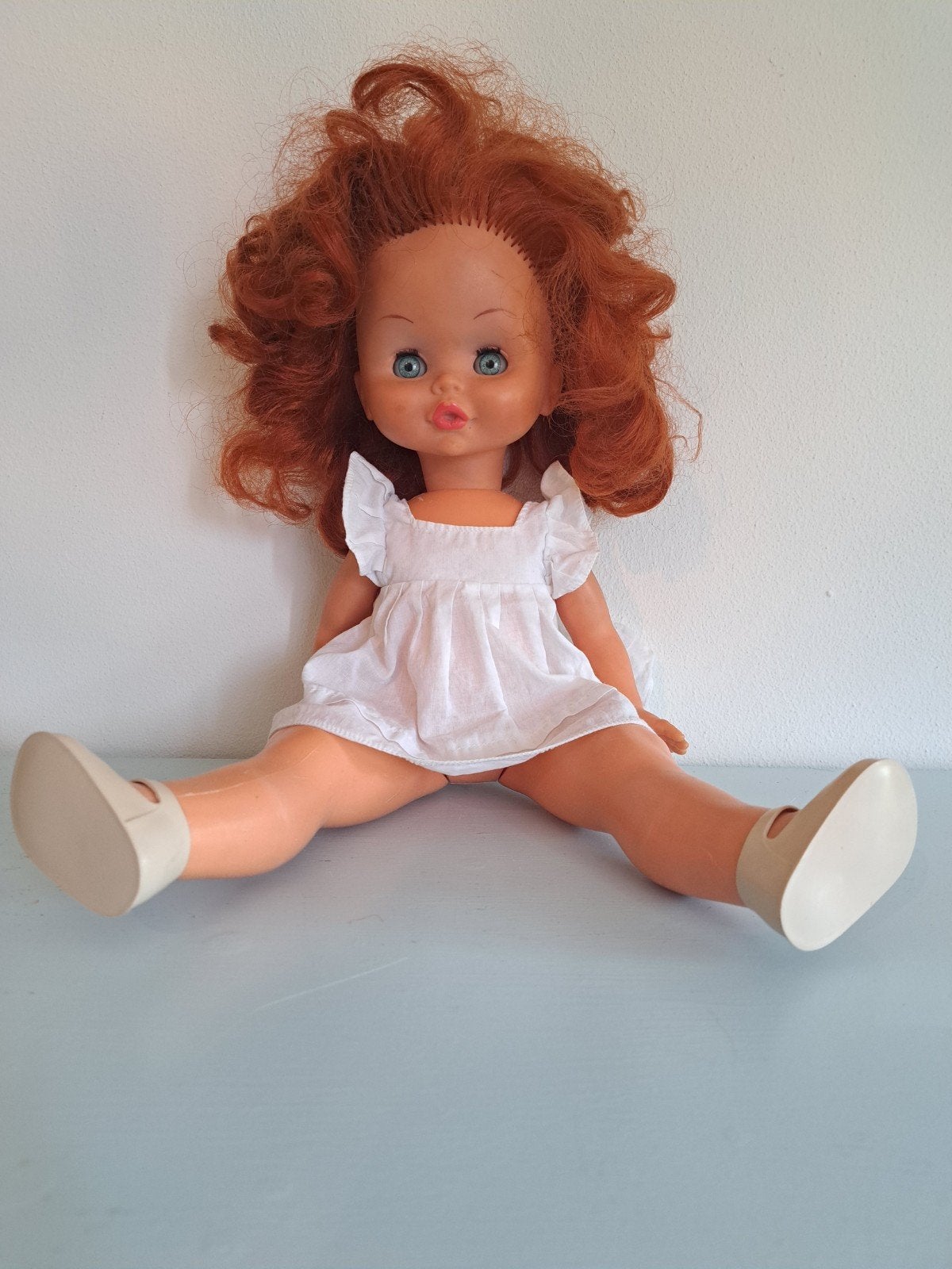 Vintage Minifon Babypop met rood haar - Made in Italy, Verzamelen, Poppen, Ophalen of Verzenden, Gebruikt, Pop