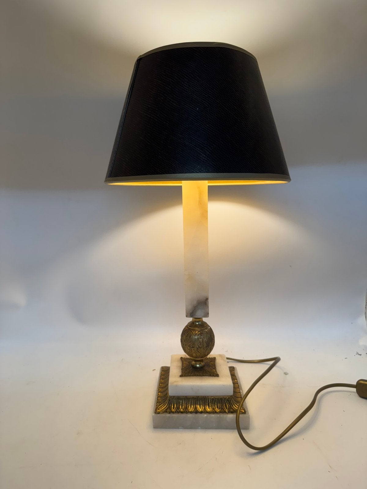 Vintage Hollywood Regency Tafellamp - Alabaster & Goud -, Ophalen of Verzenden