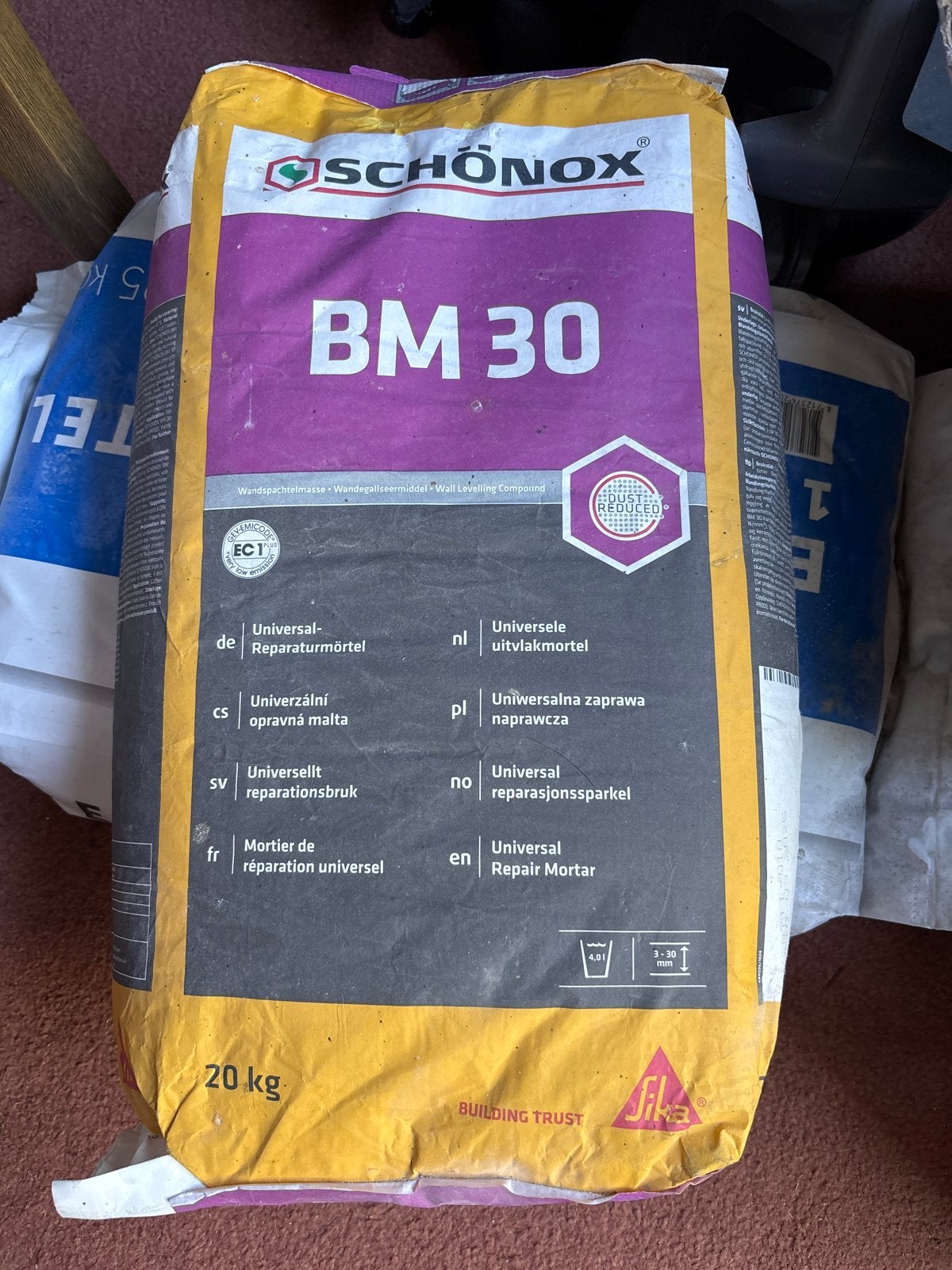 SCHÖNOX BM 30 Universele Reparatie Mortel 20 kg, Ophalen, Nieuw