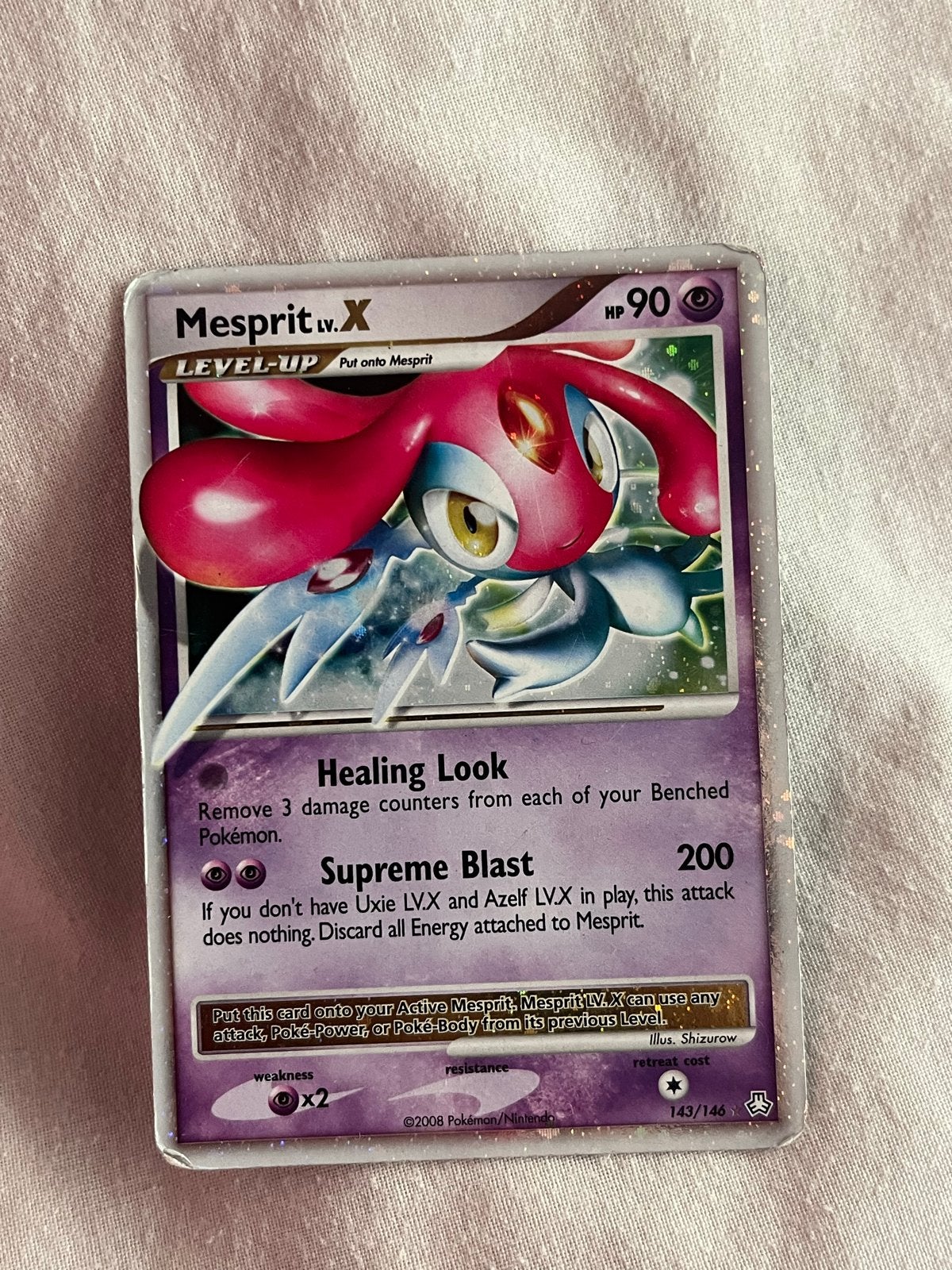 Pokémon Kaart: Mesprit LV.X - Legends Awakened 143/146, Hobby en Vrije tijd, Ophalen of Verzenden, Zo goed als nieuw, Losse kaart