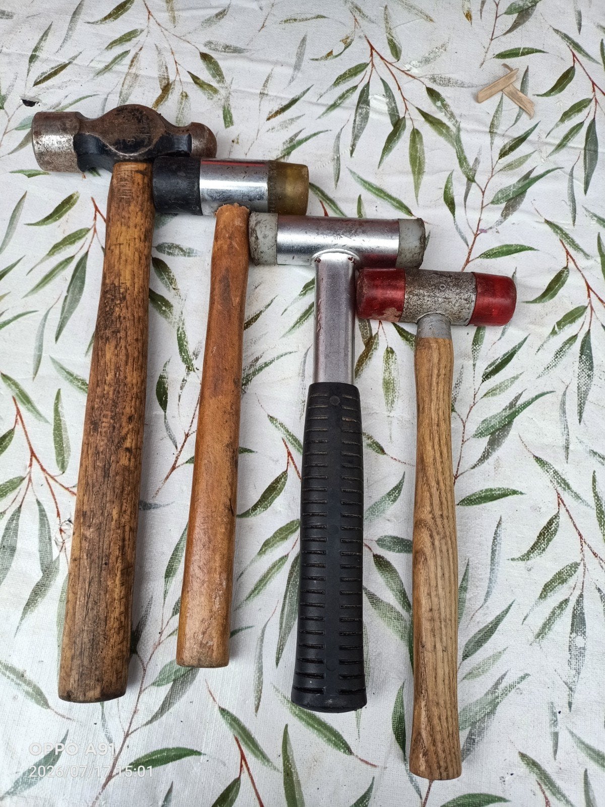Set van 4 hamers, waaronder rubberen hamers, Ophalen of Verzenden, Gebruikt, Hamer, Overige merken