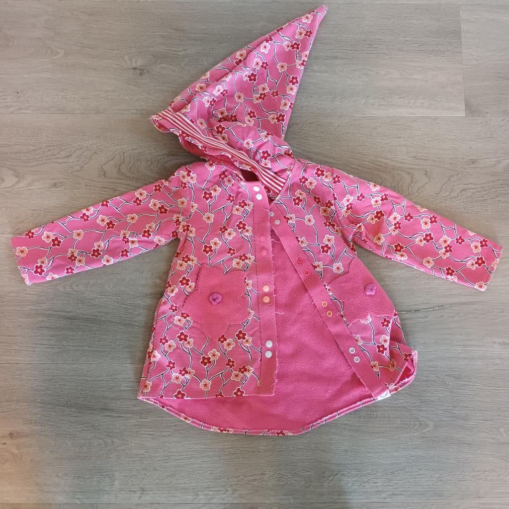 Roze jasje met bloemenprint en puntmuts voor baby, Ophalen, Zo goed als nieuw, Onbekend, Meisje
