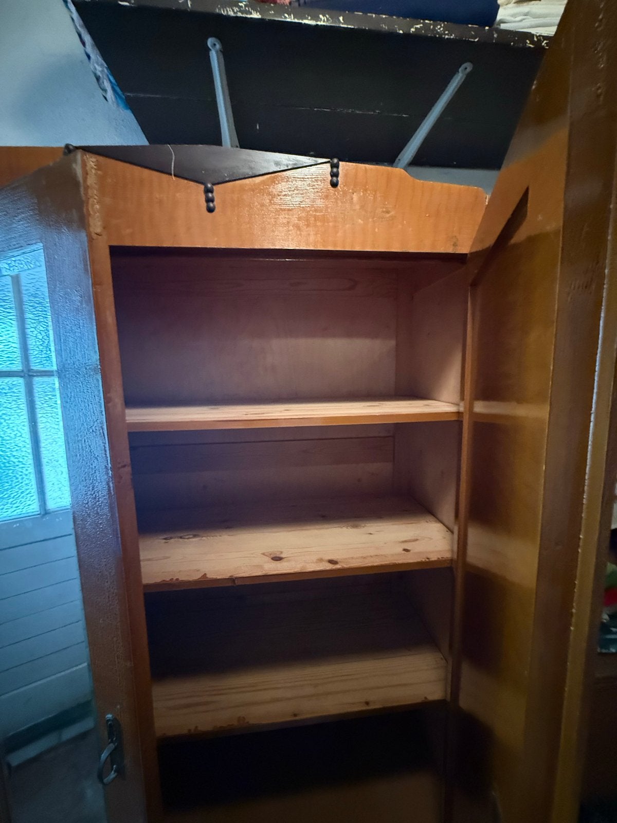 Vintage Houten Kledingkast met Spiegel en Lades, Antiek en Kunst, Ophalen