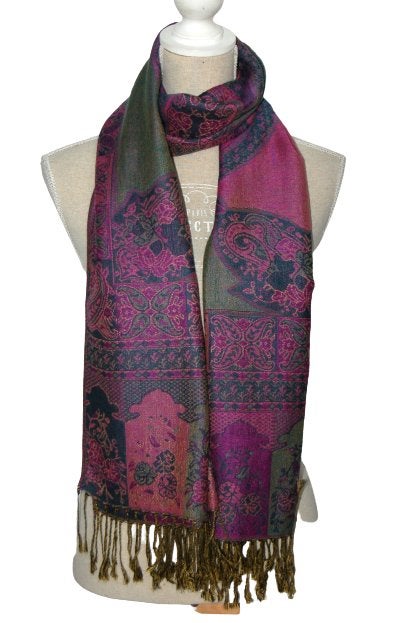 Nieuwe Pashmina zijde - woven shawl, sjaal, paars, Verzenden, Maat 46/48 (XL) of groter, Nieuw, Pashmina