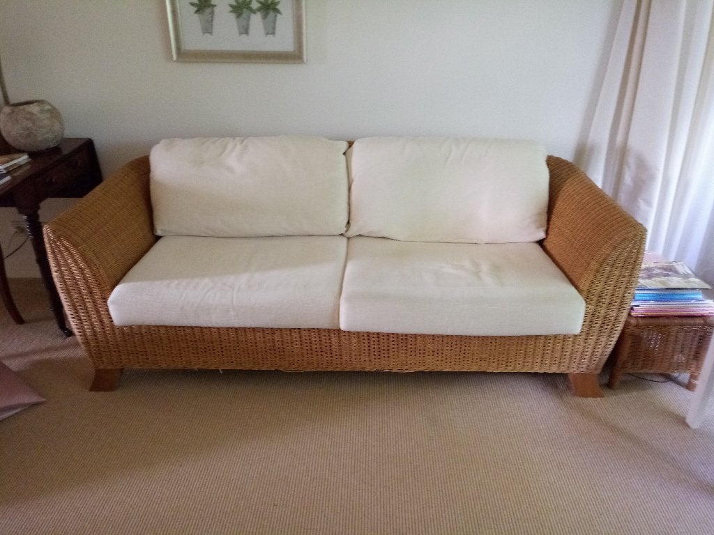 jan des bouvrie rotan/rieten bank, Ophalen, Gebruikt, 150 tot 200 cm, Tweepersoons