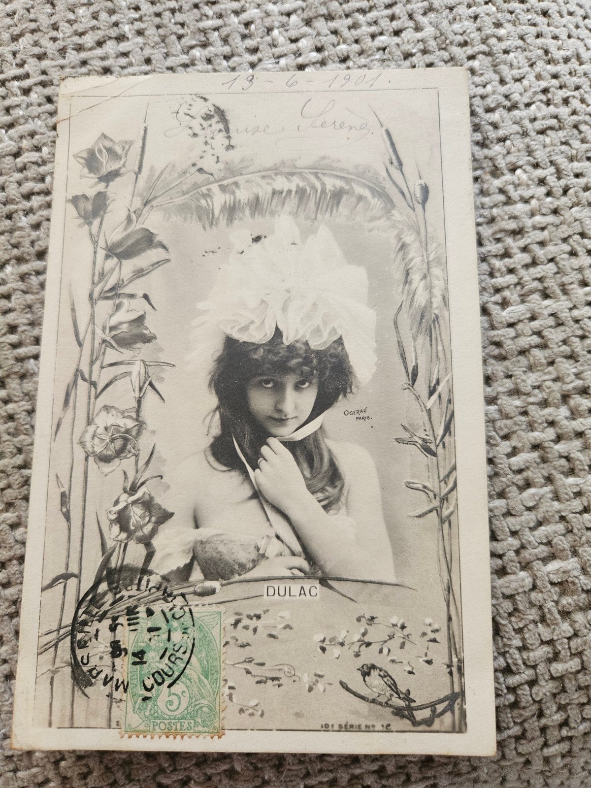 Vrouw met Hoed (1901 ) lang haar / dulac, Ophalen of Verzenden, Voor 1920, Gelopen, Overige thema's