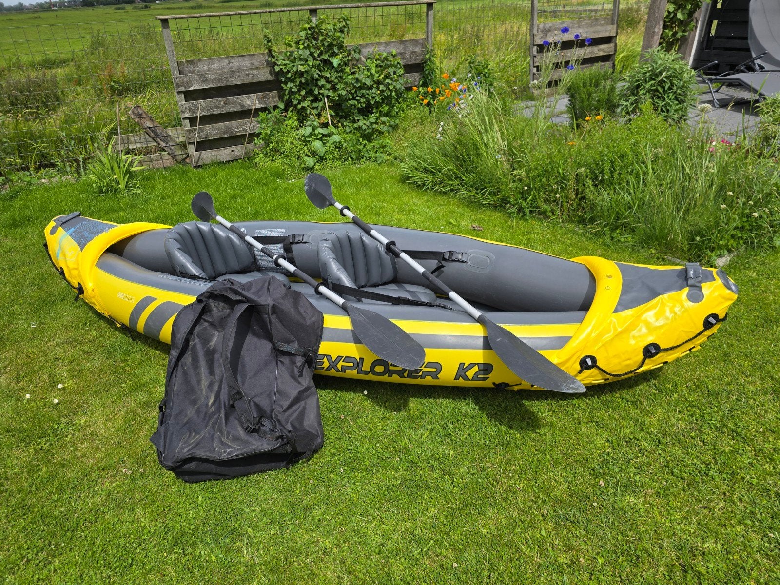 Intex Explorer K2 2-persoons opblaasbare kano met peddels, Watersport en Boten, Kajaks, Ophalen, Opblaasbaar, Gebruikt, 2-persoons