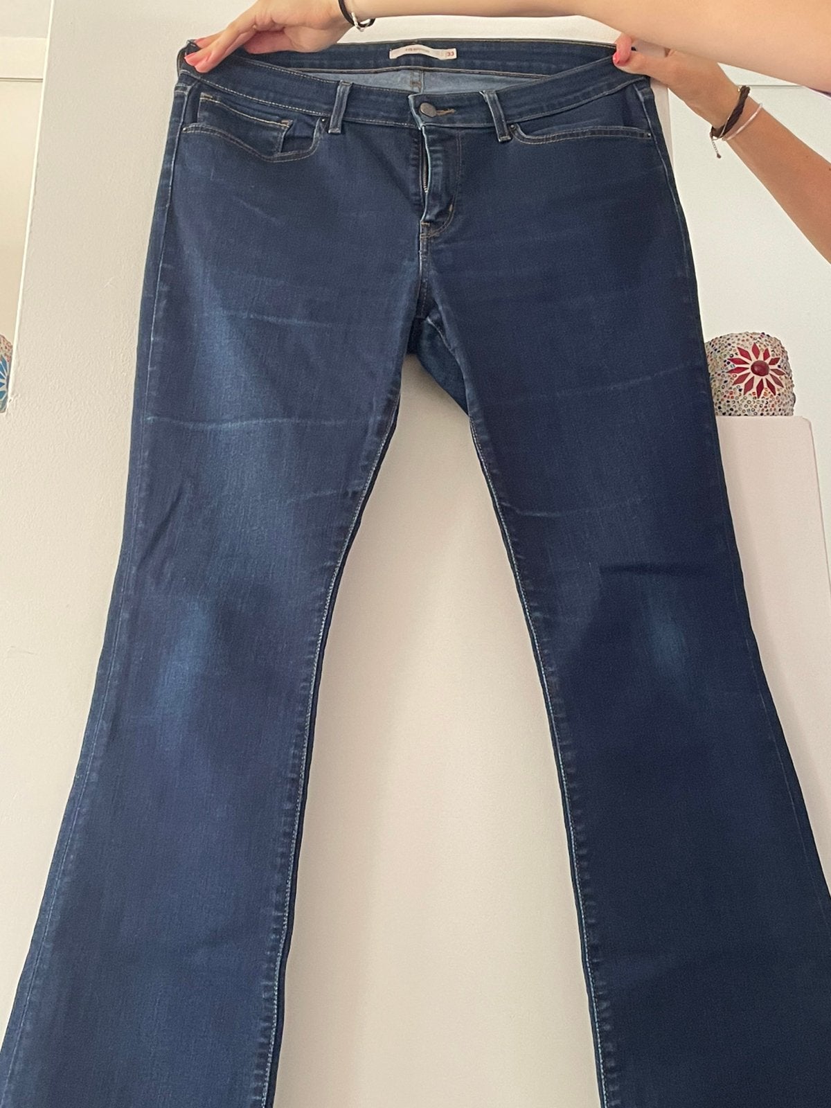 Levi’s 715, bootcut, donkerblauw, maat 33, Ophalen of Verzenden, Zo goed als nieuw, Blauw, Overige jeansmaten