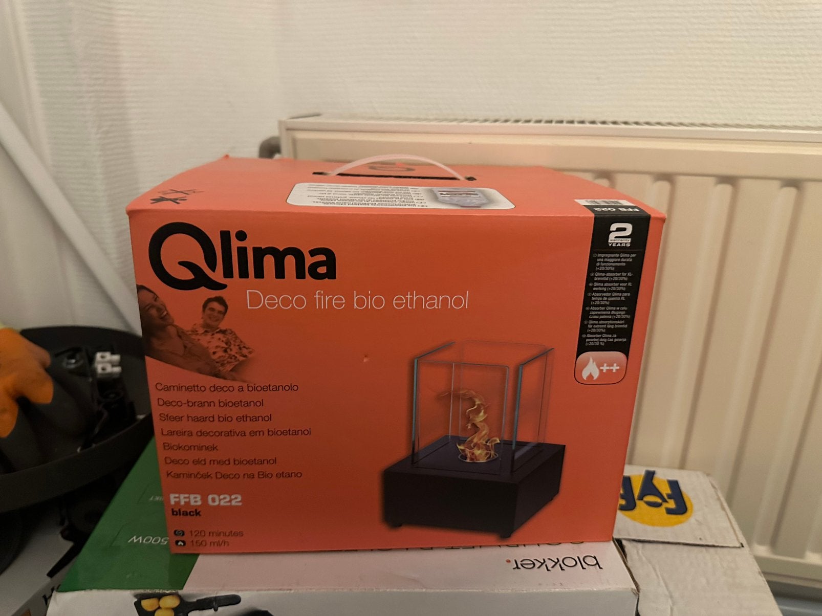 Qlima Deco Fire Bio Ethanol Haard FFB 022 Zwart Nieuw, Huis en Inrichting, Haarden, Ophalen, Nieuw, Vrijstaande haard, Overige soorten