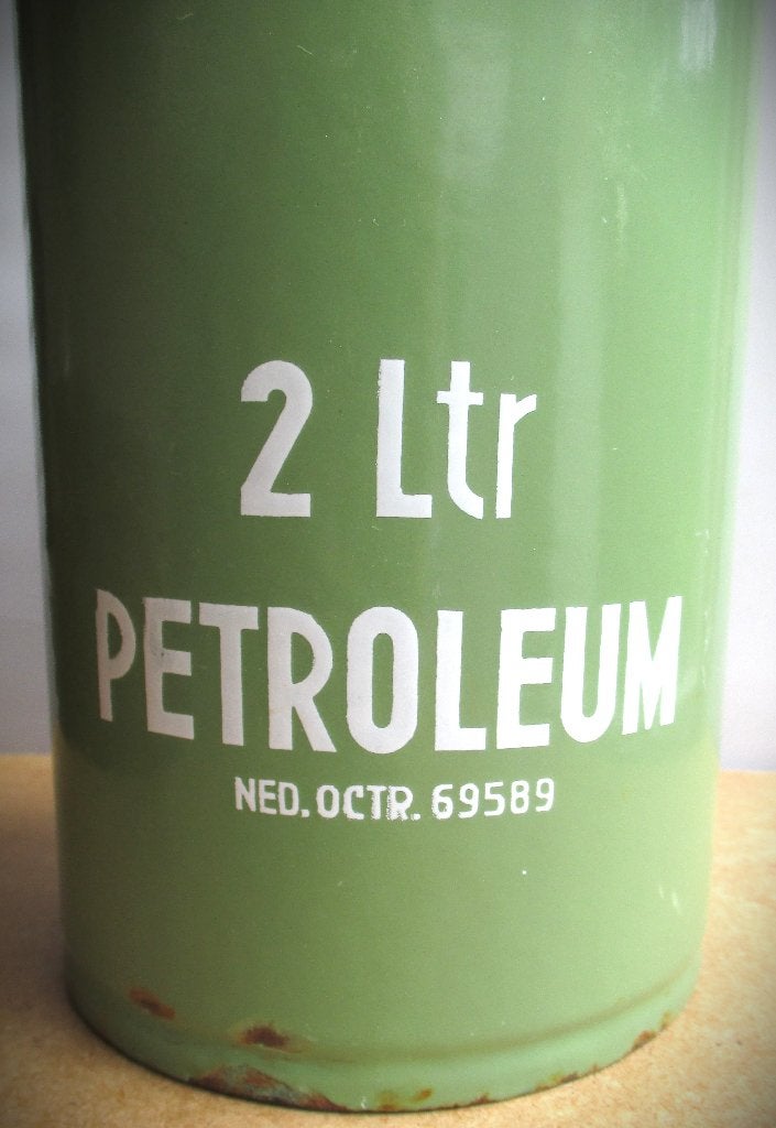 Emaille Kan Groen~Antieke Petroleum Kan~2 liter, Ophalen of Verzenden