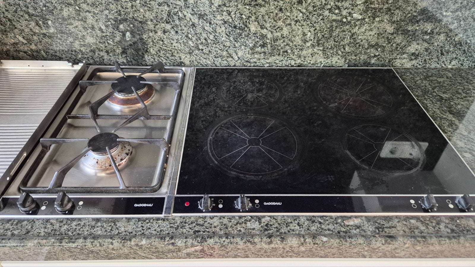Gaggenau kookplaat – 2-pits gas + 4-pits elektrische glasker, Ophalen, Gebruikt, Inbouw, Gas
