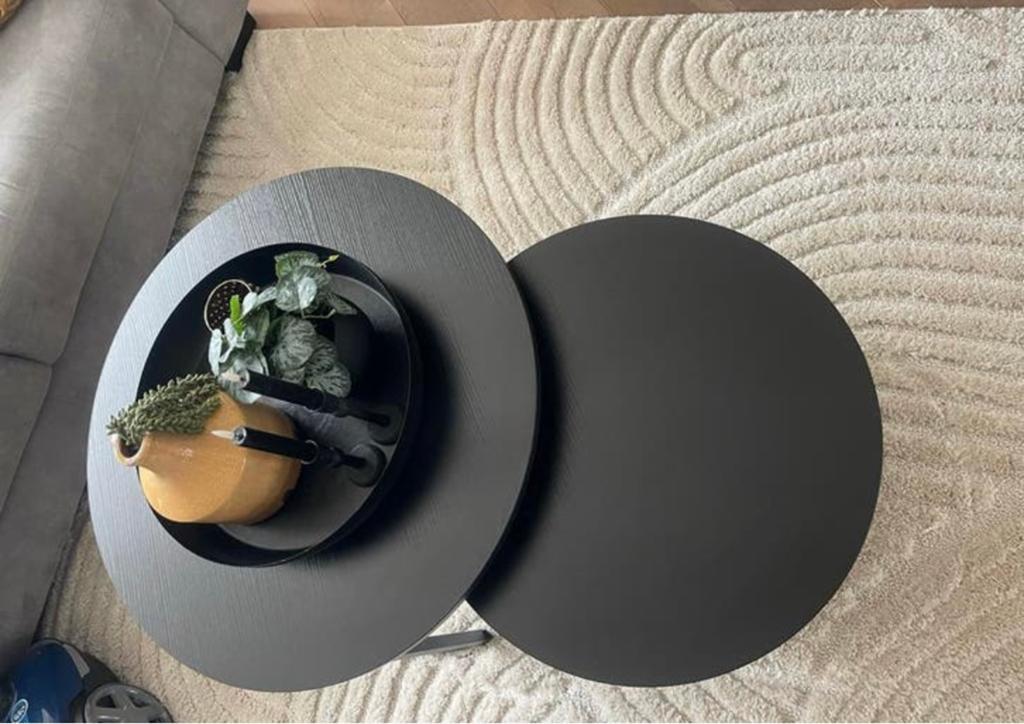 Zwarte salontafels, Ophalen, 50 tot 100 cm, Rond, Zo goed als nieuw