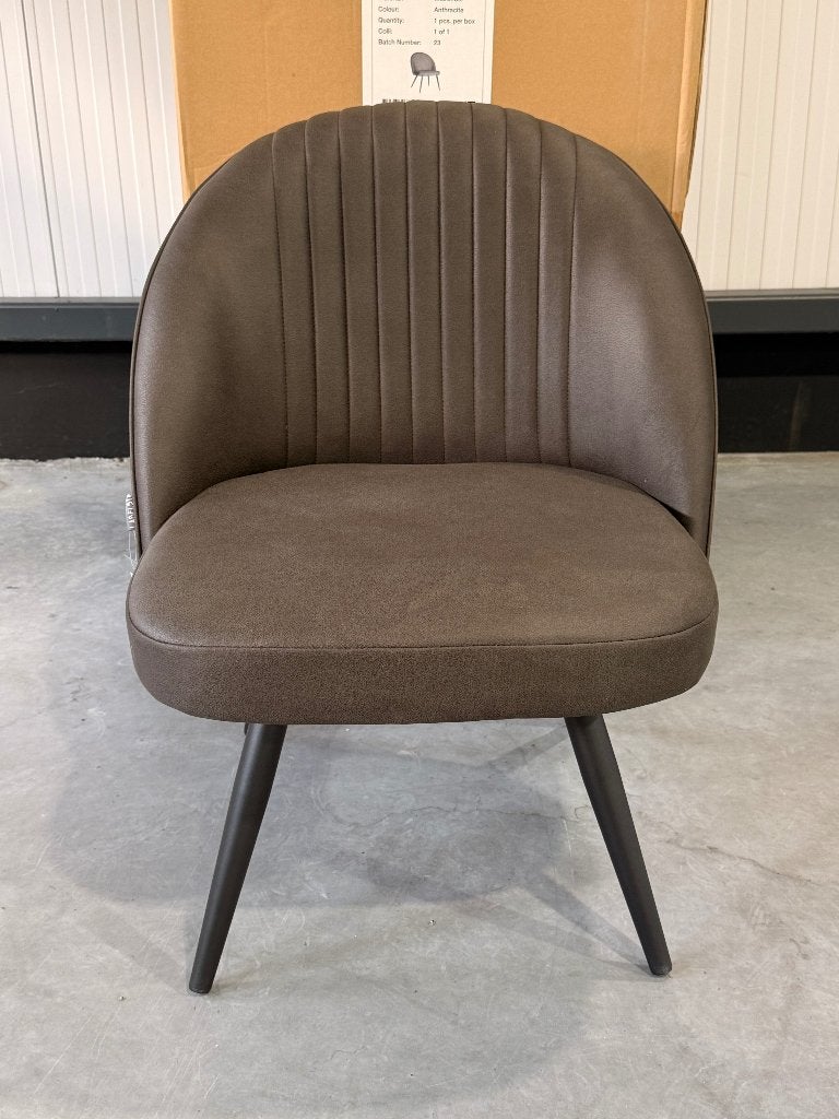 Label51 Enzo fauteuil antraciet | Nieuw | 4 stuks | €350, Huis en Inrichting, Fauteuils, Ophalen, Minder dan 75 cm, Leer, Nieuw