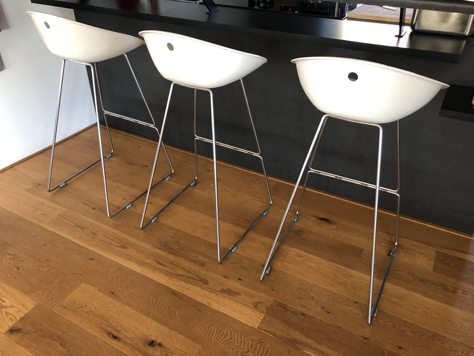 Set van 3 Pedrali barkrukken in goede staat, Huis en Inrichting, Ophalen, Kunststof, Gebruikt, Met voetsteun