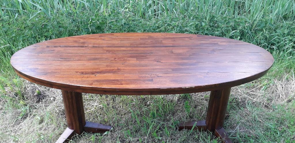 Mooie ovale Mahonie eettafel, Ophalen, Gebruikt, 100 tot 150 cm, 200 cm of meer