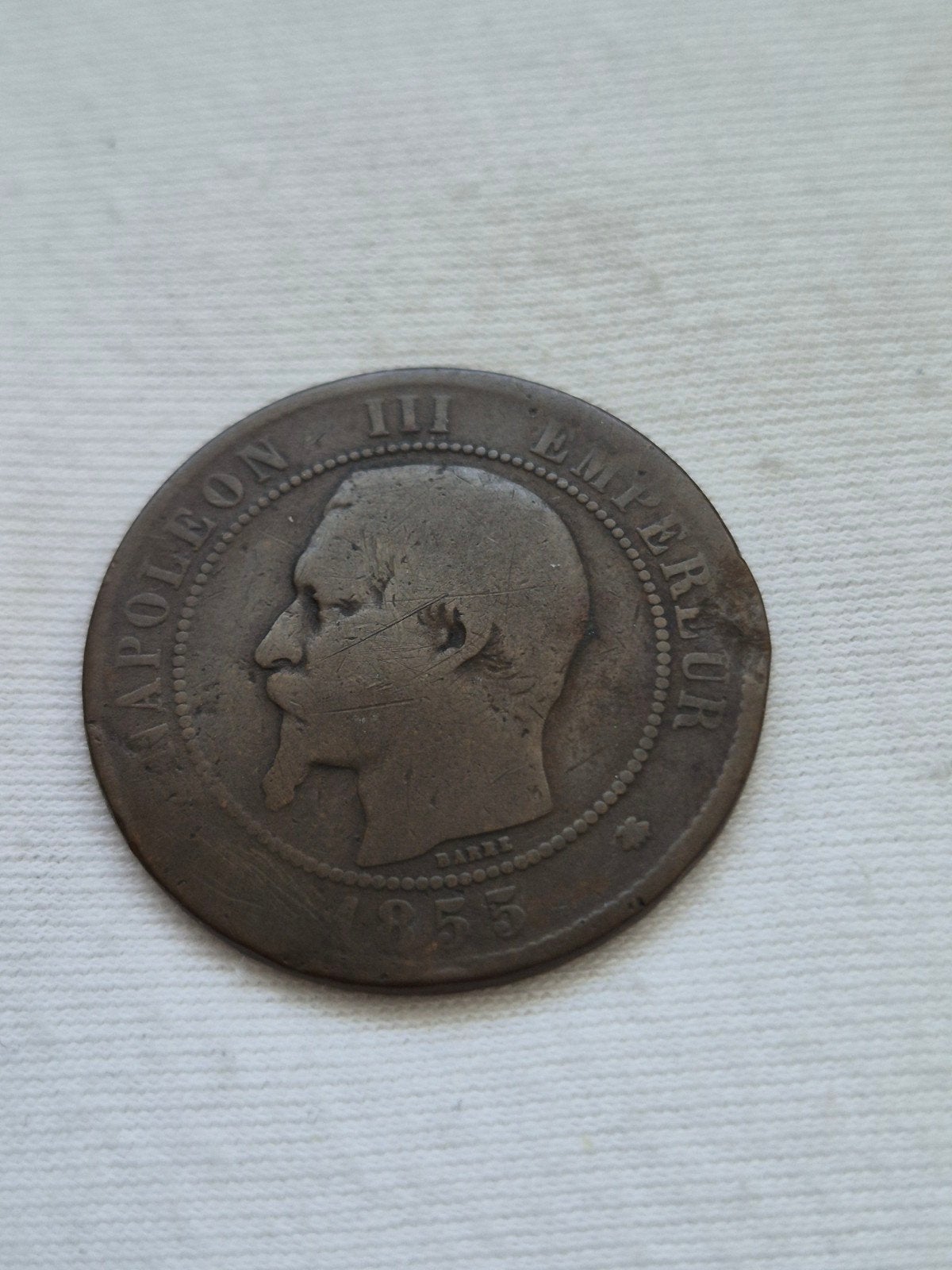 Zeldzame Franse 10 Centimes munt, Napoleon III, 1855, Ophalen of Verzenden, Frankrijk, Losse munt