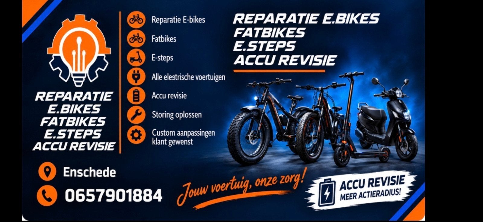 Reparatie E-bikes, Fatbikes, E-steps & Accu Revisie