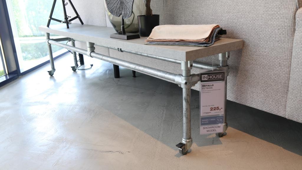 Eettafelbank Metallo - met betonlook blad - IN.HOUSE, Niet ingevuld, Niet ingevuld, Niet ingevuld