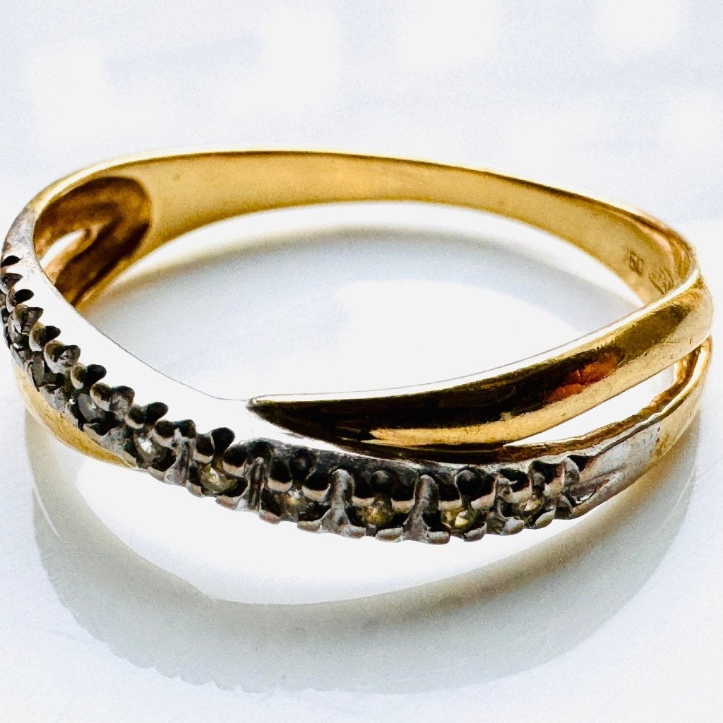 Vintage Scandinavische 18kt Geelgouden Diamanten Ring (750), Verzenden, Zo goed als nieuw, 17 tot 18, Met edelsteen