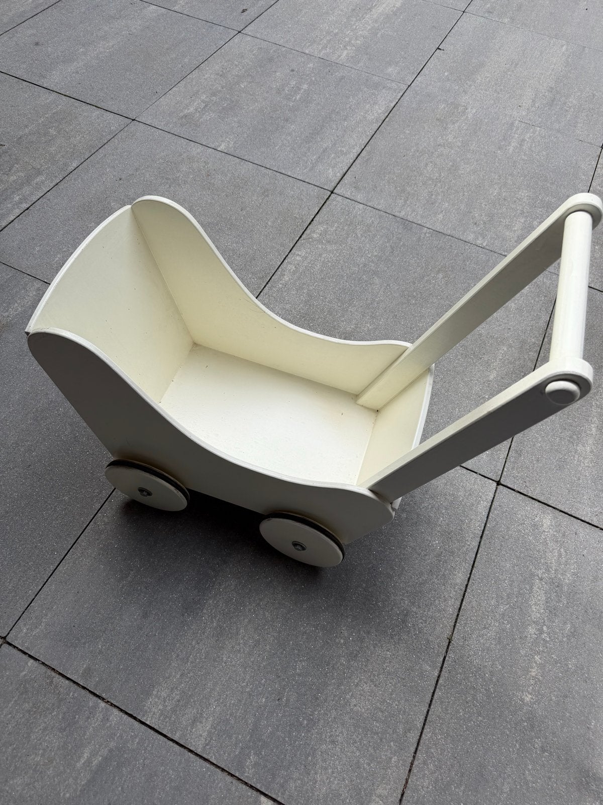 Houten Poppenwagen - Crème Wit, Ophalen, Gebruikt, Kinderwagen, Overige merken