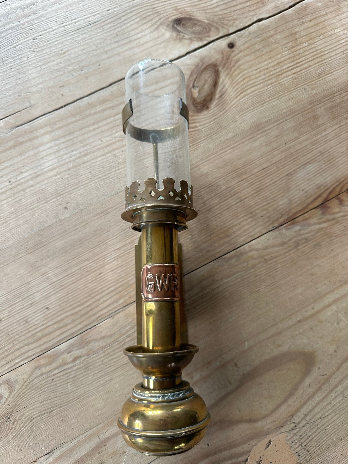 Antieke GWR messing  wandlamp, Ophalen
