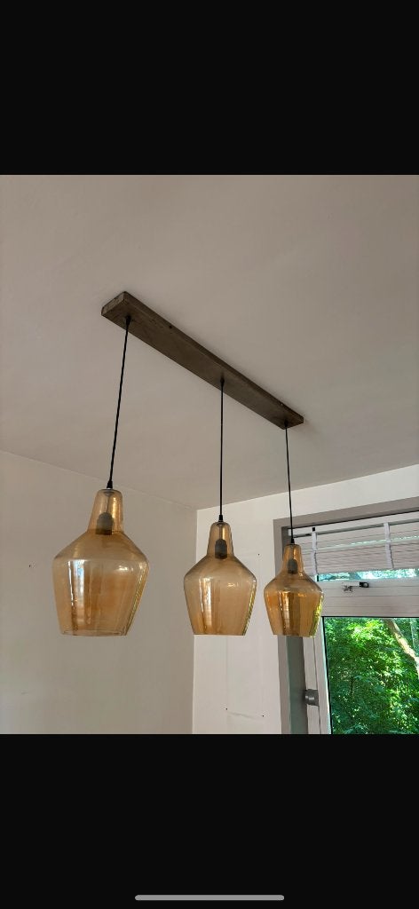 Eettafel lamp hangend, Ophalen, Zo goed als nieuw, Glas
