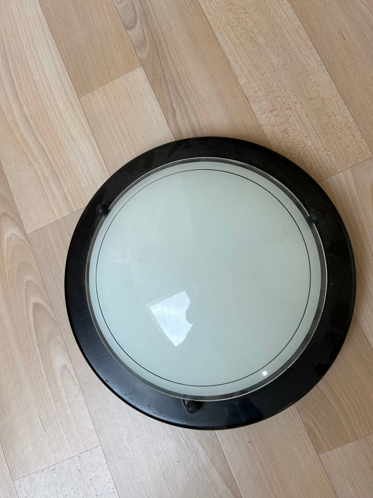 Zwarte Plafondlamp zwart met Melkglas Ø 30cm, Modern, Zwart, Ophalen of Verzenden, Zo goed als nieuw