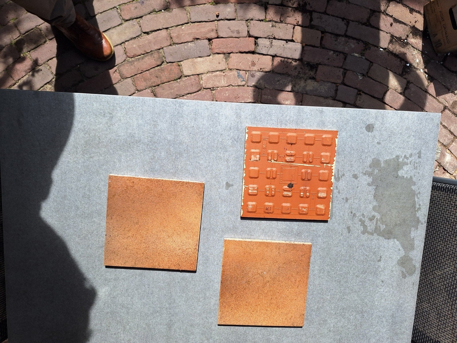 80 Vintage vloertegels 20x20 cm, bruin gevlamd, Ophalen, Nieuw