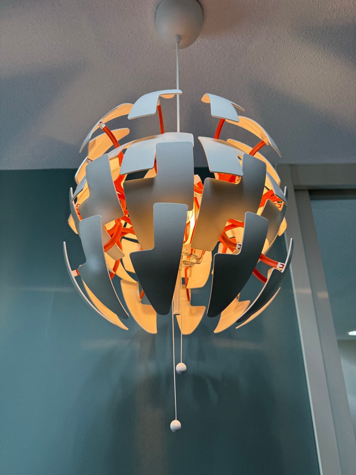 IKEA PS 2014 Hanglamp - Wit/Oranje incl lamp, Ophalen, Zo goed als nieuw, Kunststof, 50 tot 75 cm