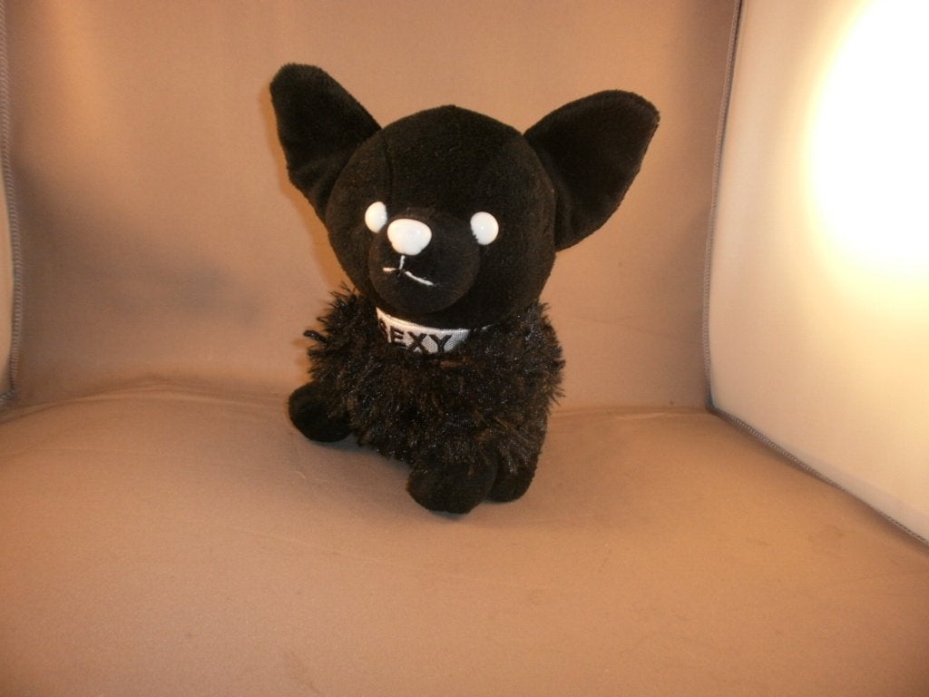 chihuahua zwart velours met harde witte neus/ogen sexy op, Overige merken, Nieuw, Zwart, Klein (minder dan 20 cm)