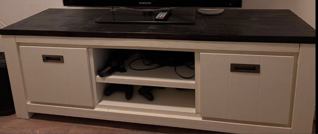 Tv kastje wit met zwart blad, Ophalen, 25 tot 50 cm, 50 tot 100 cm, Minder dan 100 cm