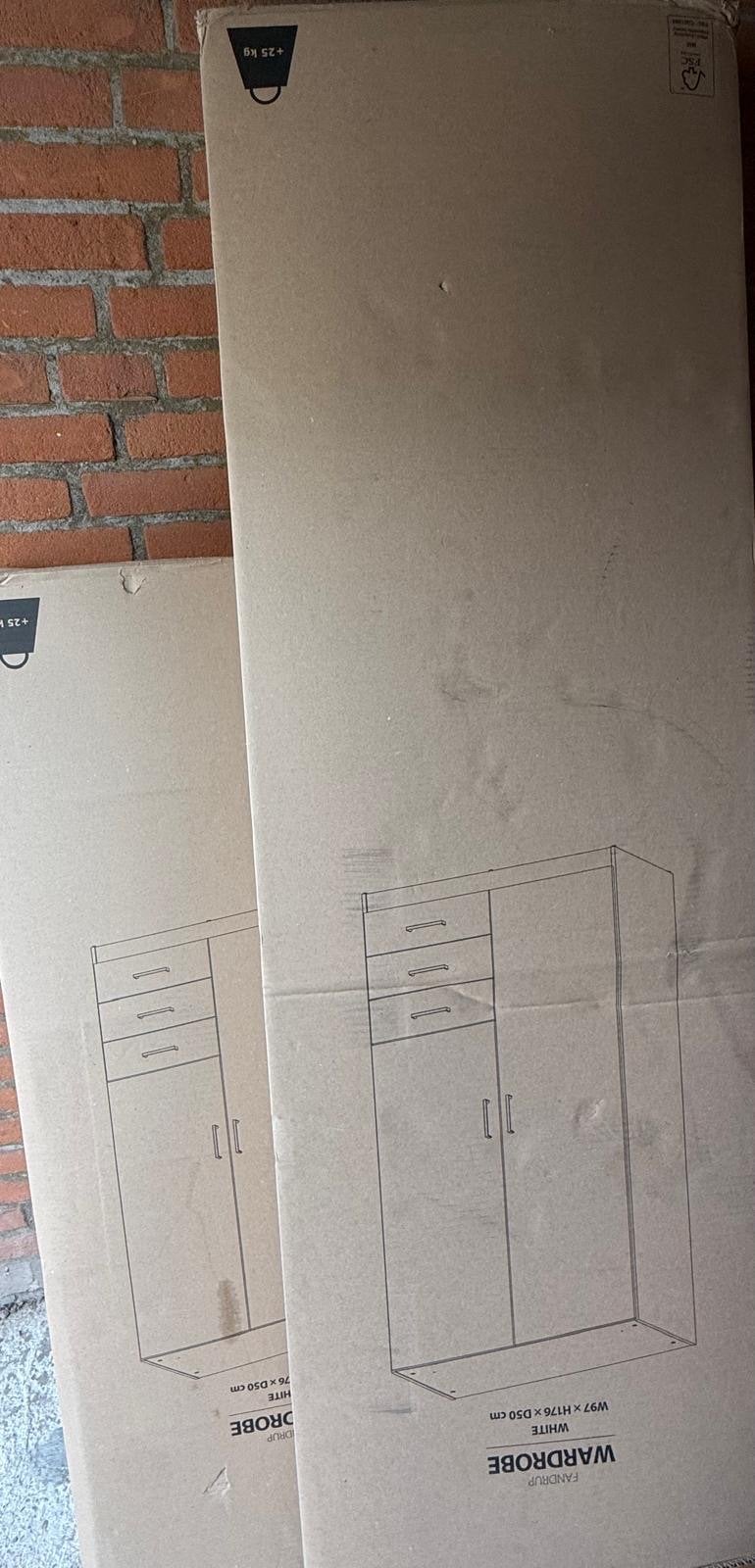 Nieuwe FANDRUP Kledingkast Wit - 97x176x50 cm, Ophalen, Nieuw, 50 tot 100 cm, Met lade(s)