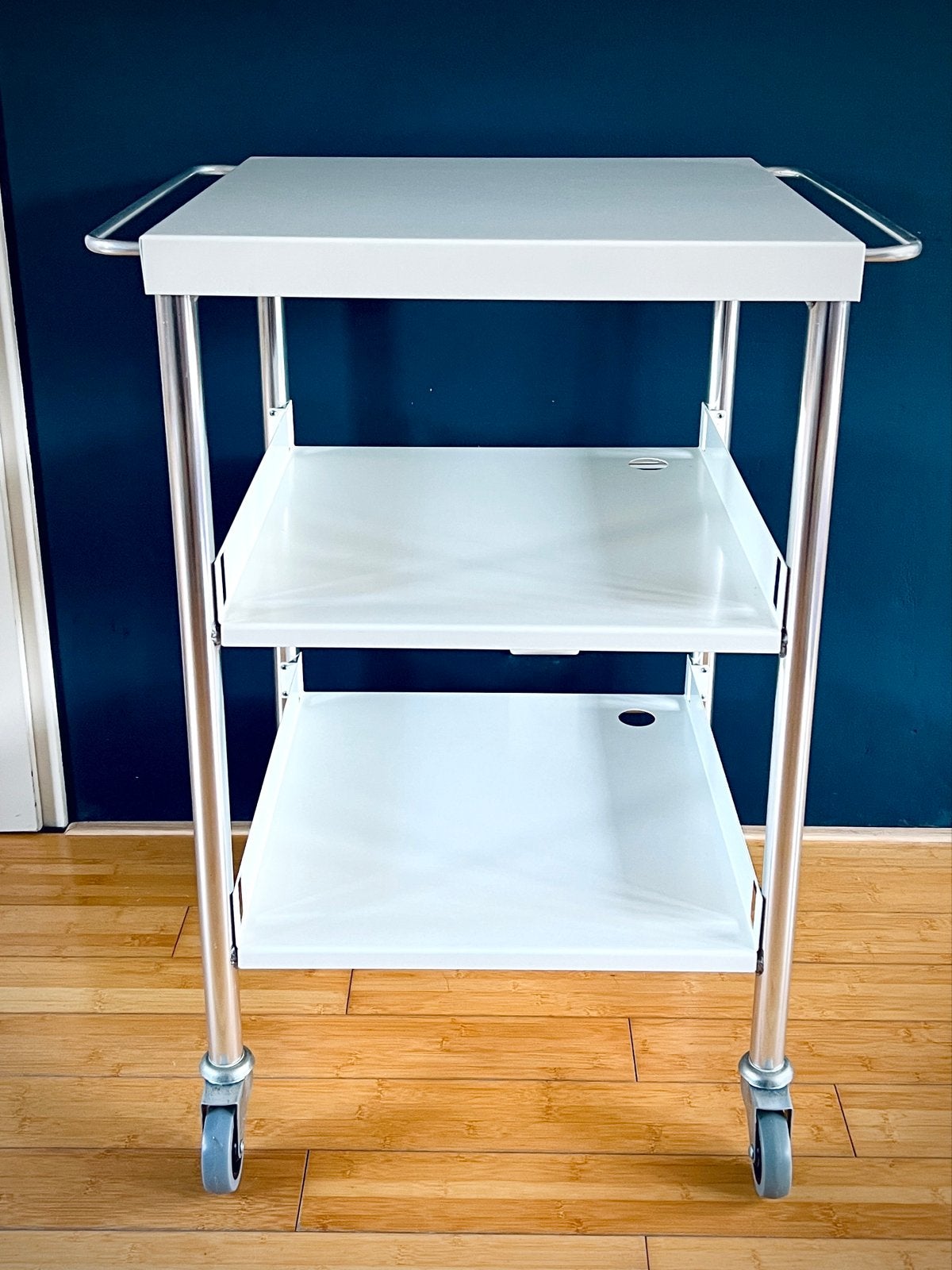 Verrijdbare keuken trolley met 3 metalen schappen, Ophalen, Zo goed als nieuw