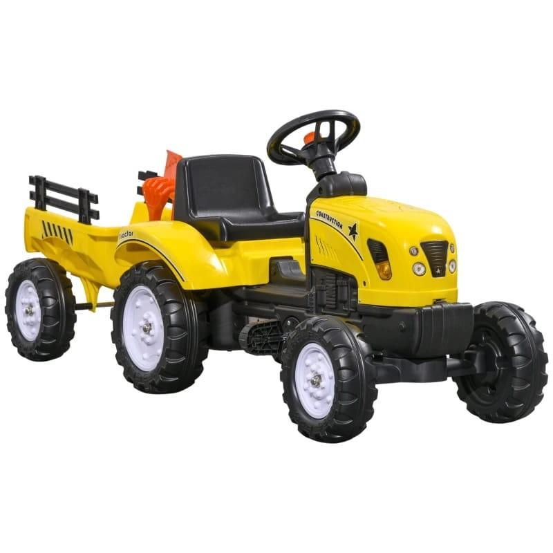 Gele kindertractor met aanhanger en pedalen trapauto skelter, Ophalen of Verzenden, Nieuw, Trapvoertuig