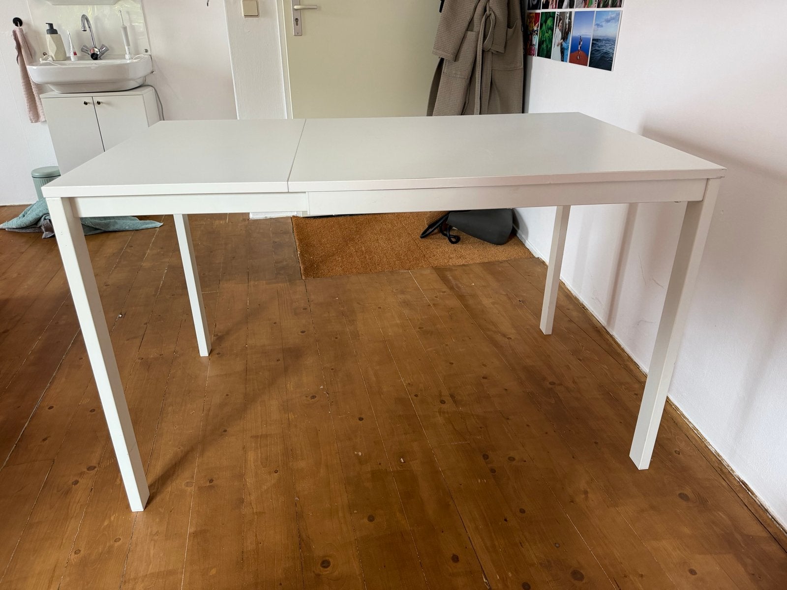 IKEA uitschuifbare tafel, wit, 120/180x74 cm, Gebruikt, 50 tot 100 cm, 150 tot 200 cm, Vier personen