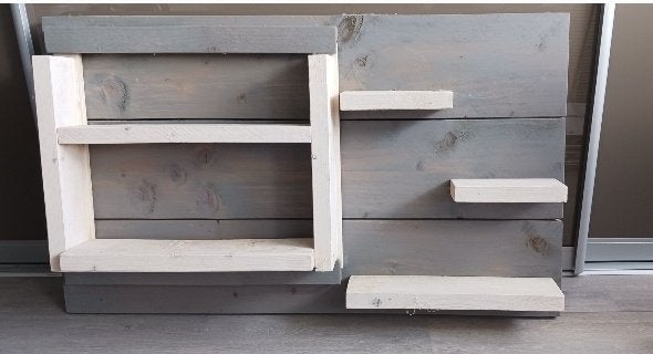 Steigerhouten wandrek – 100 x 60 cm, Ophalen, Hout, 60 cm, Zo goed als nieuw