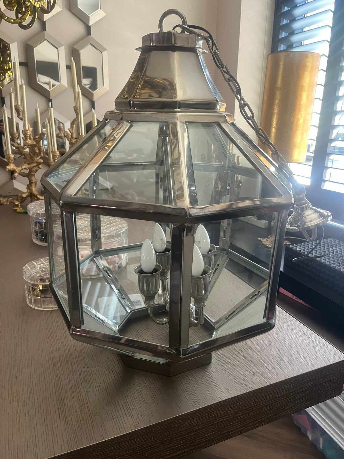 Eichholtz Hanglamp Zilver 60x50 cm, Ophalen, Zo goed als nieuw, Metaal, E14 (klein)