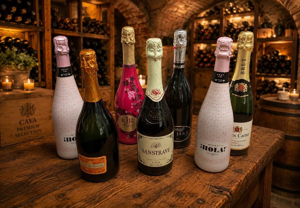 7 flessen bruisende wijn: Cava, Prosecco & Kir Royal, Verzamelen, Wijnen, Nieuw, Overige typen, Spanje, Ophalen of Verzenden