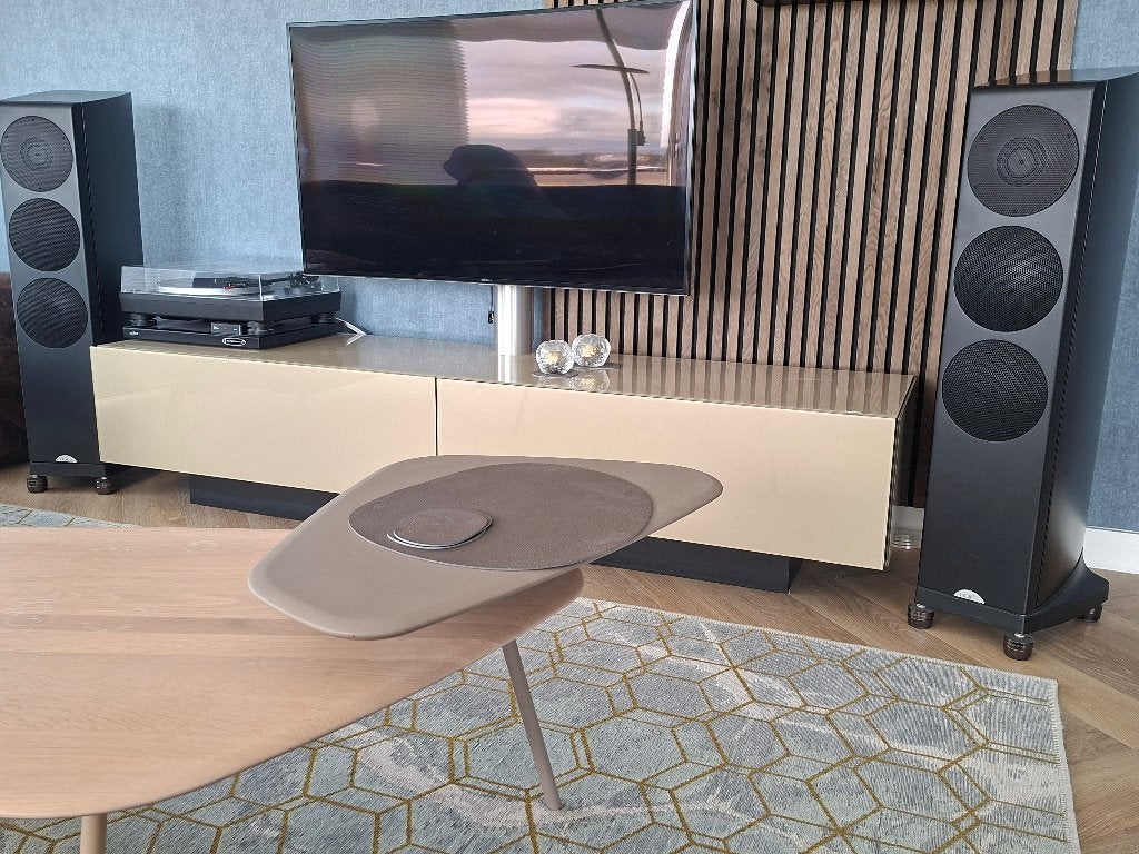 Naim Ovator S-400 Zebrano – bijzondere BMR-luidsprekers, Vloerstaande luidspreker, Gebruikt, 120 tot 150 watt, Ophalen