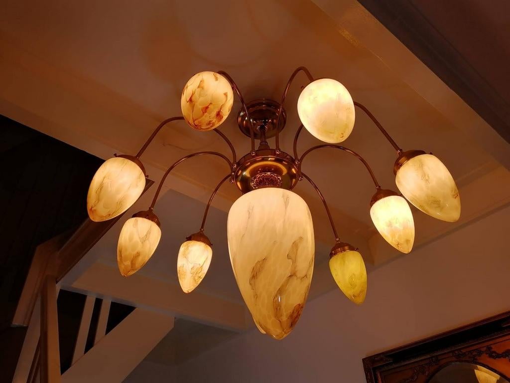 Vintage, design Art Deco plafondlamp. Kroonluchter, Huis en Inrichting, Lampen | Kroonluchters, Ophalen