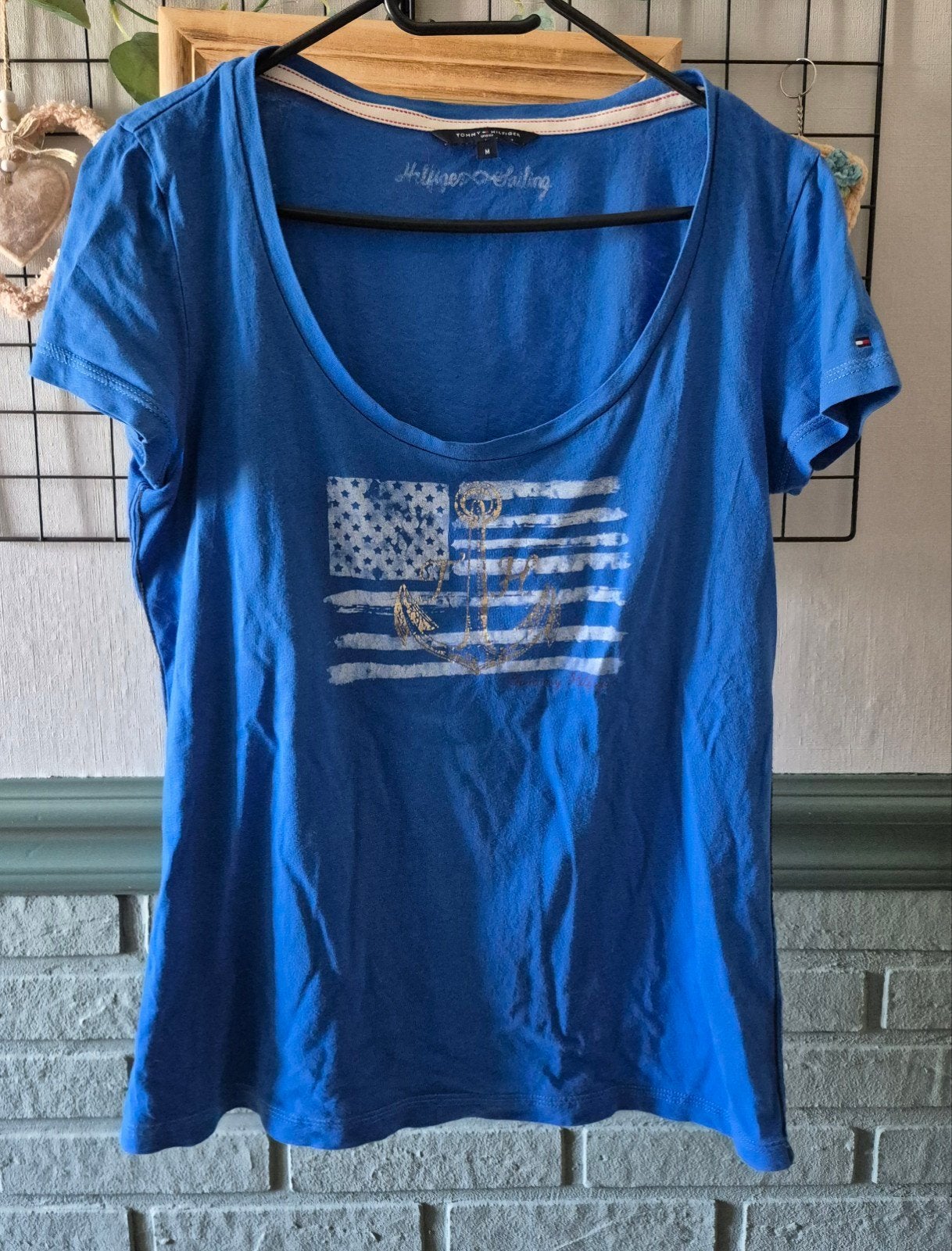 Tommy Hilfiger V-hals T-shirt Maat M, Maat 38/40 (M), Blauw, Ophalen of Verzenden, Zo goed als nieuw