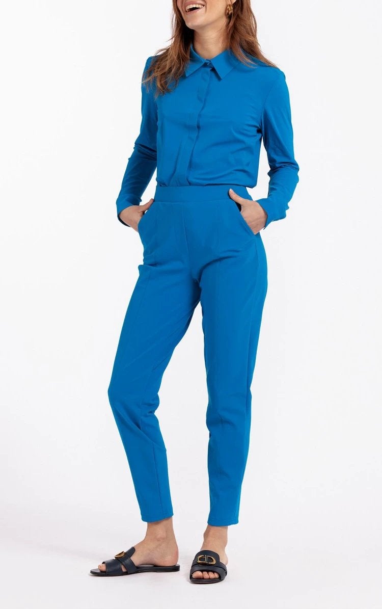 Studio anneloes poppy blind blouse L cobalt travelstof, Maat 42/44 (L), Ophalen of Verzenden, Zo goed als nieuw, X
