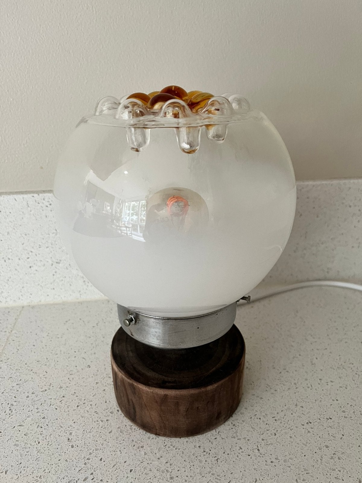 Vintage retro tafel lamp | Mazzega | Italië, Ophalen of Verzenden, Gebruikt, Glas