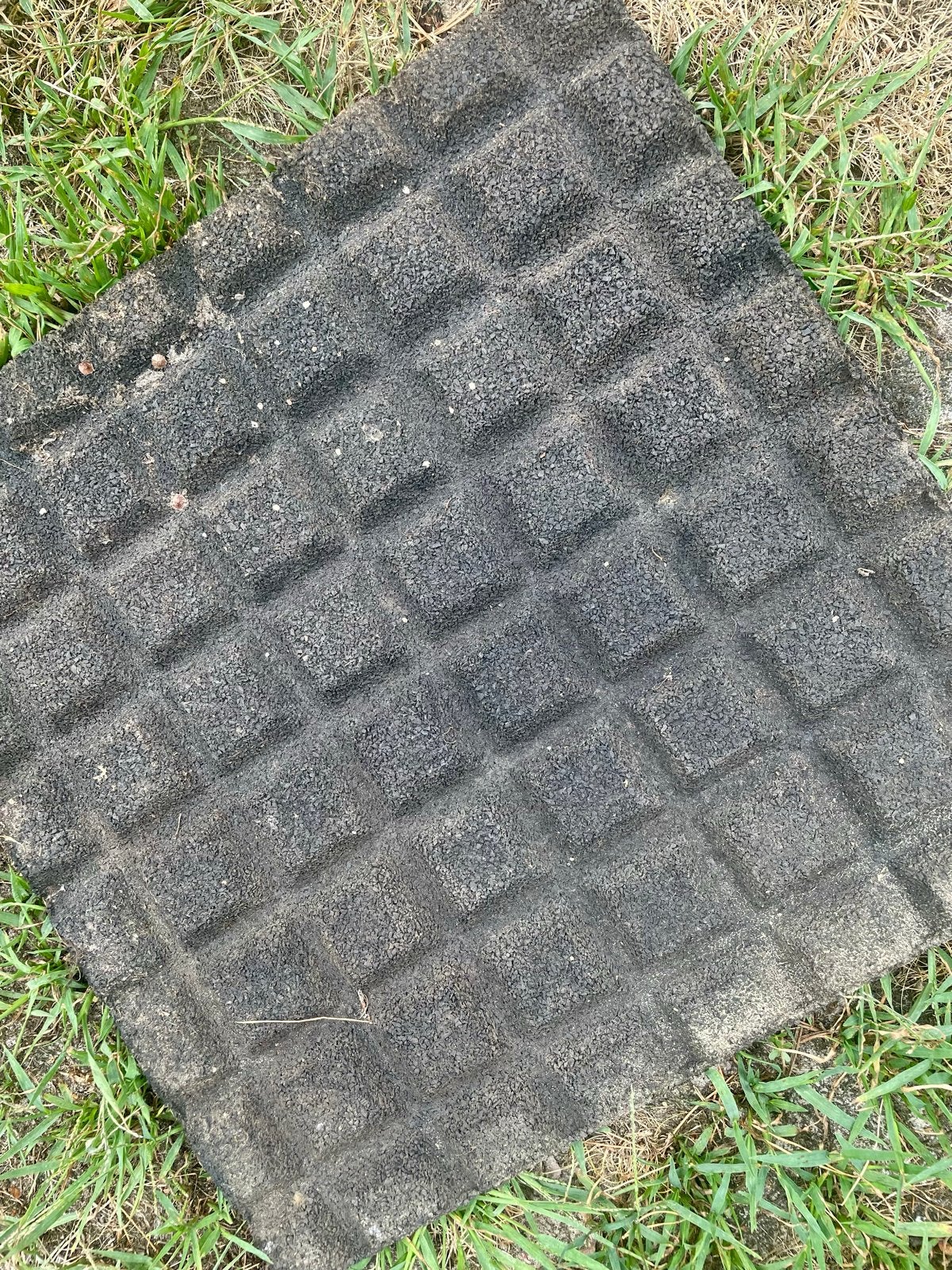 Negen rubberen matten tegels 50 x 50 voor buiten, Tuin en Terras, Ophalen, Gebruikt, Rubber, Minder dan 5 m²