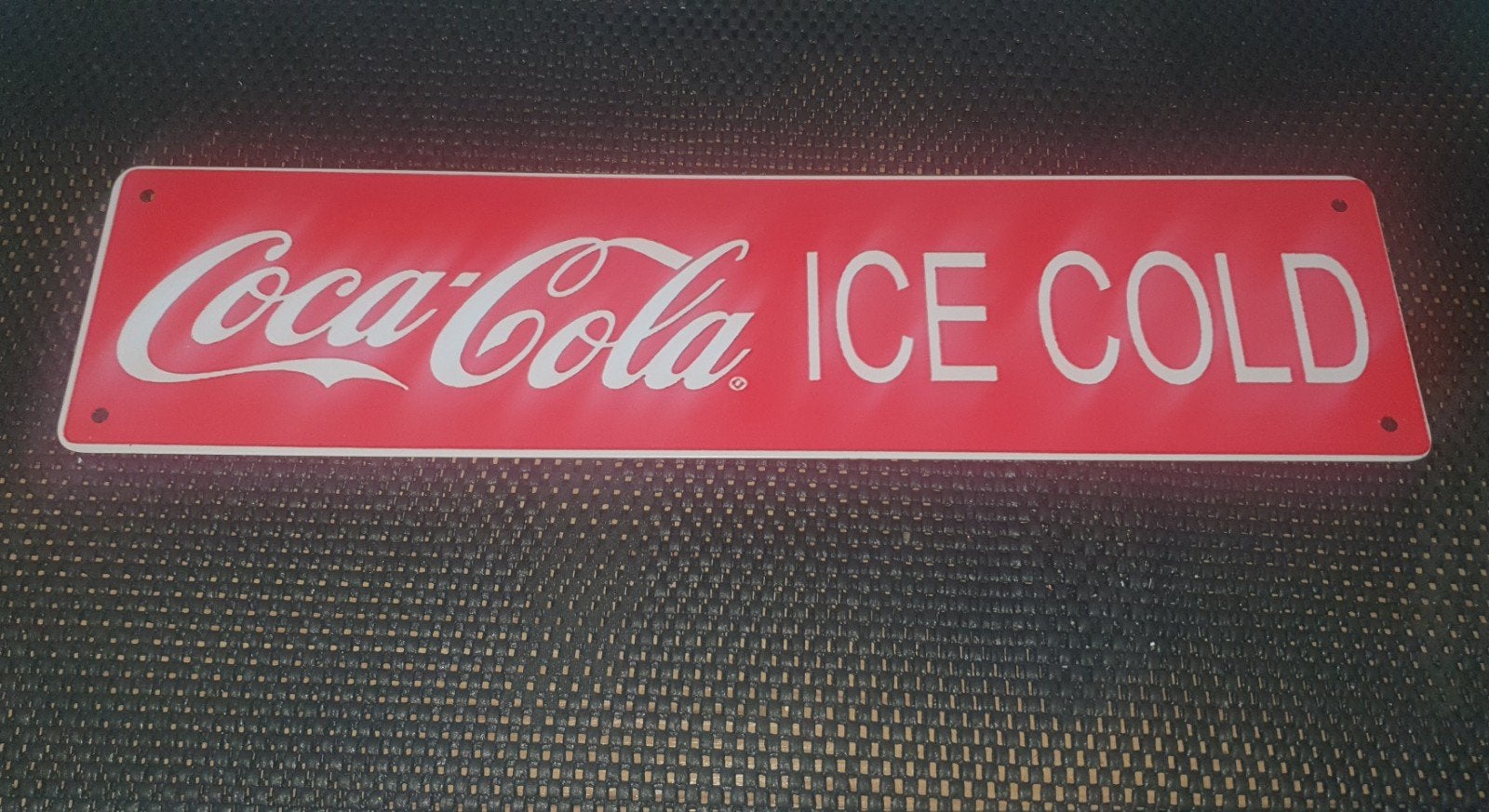 Coca-Cola ICE COLD reclamebord - 40x10 cm, Ophalen of Verzenden, Nieuw, Reclamebord