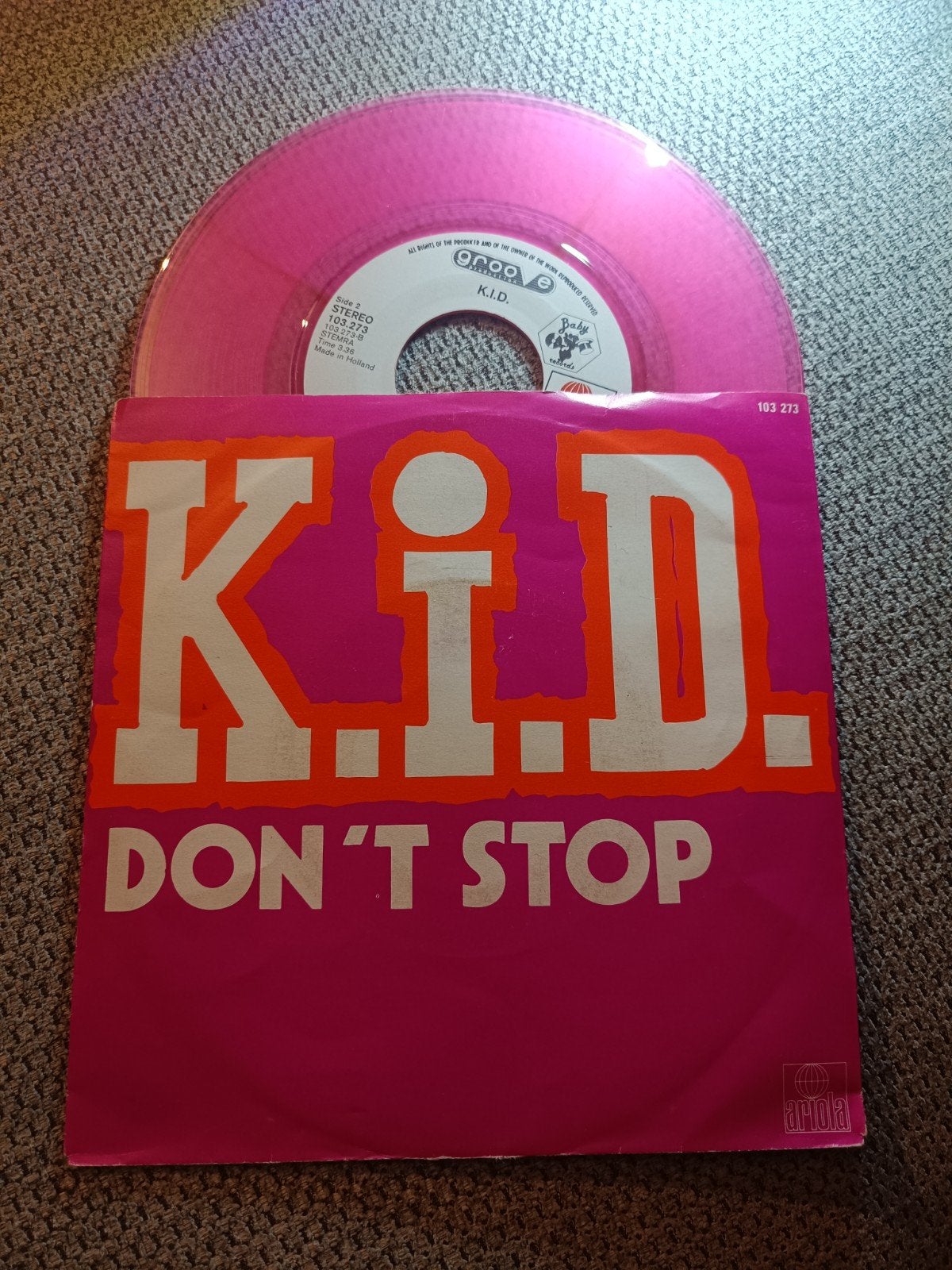 K.I.D. - Don't Stop (Opvallende Roze Persing), Gebruikt, 7 inch, Colored vinyl, Ophalen of Verzenden